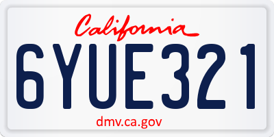 CA license plate 6YUE321