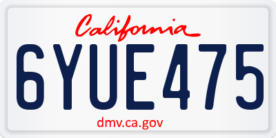 CA license plate 6YUE475