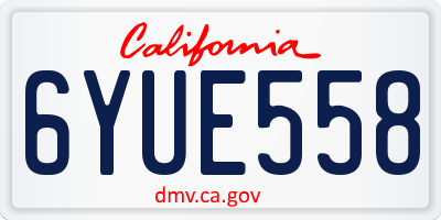 CA license plate 6YUE558