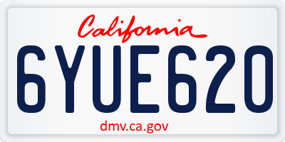CA license plate 6YUE620