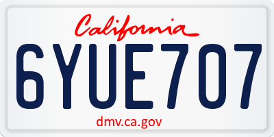 CA license plate 6YUE707