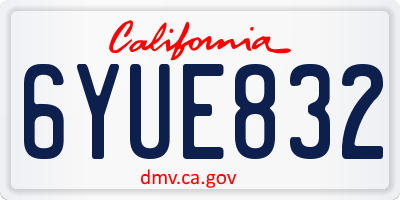CA license plate 6YUE832