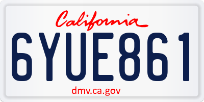 CA license plate 6YUE861