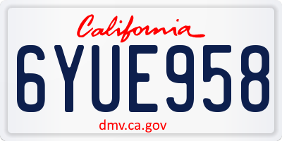 CA license plate 6YUE958