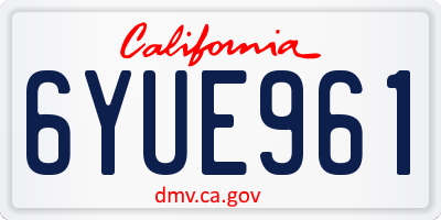 CA license plate 6YUE961