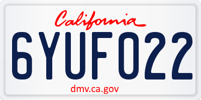 CA license plate 6YUF022