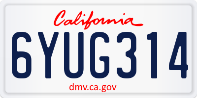 CA license plate 6YUG314