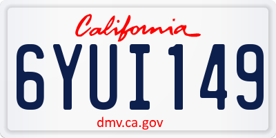 CA license plate 6YUI149