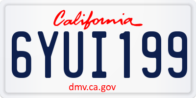 CA license plate 6YUI199