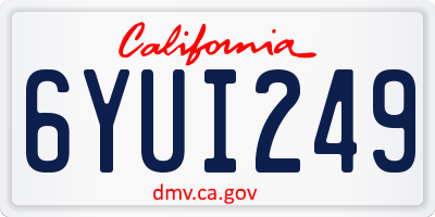 CA license plate 6YUI249