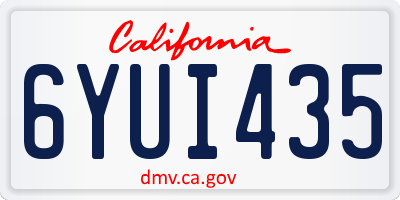 CA license plate 6YUI435