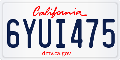 CA license plate 6YUI475