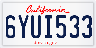 CA license plate 6YUI533