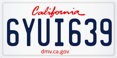 CA license plate 6YUI639
