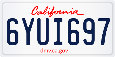 CA license plate 6YUI697