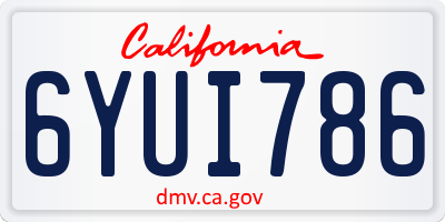 CA license plate 6YUI786