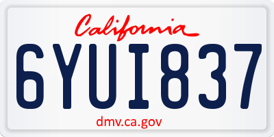 CA license plate 6YUI837
