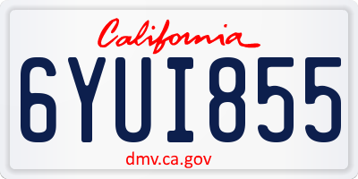 CA license plate 6YUI855