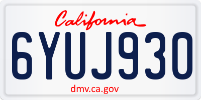 CA license plate 6YUJ930