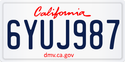 CA license plate 6YUJ987
