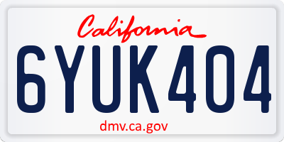 CA license plate 6YUK404