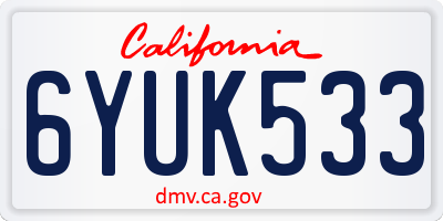 CA license plate 6YUK533