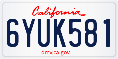 CA license plate 6YUK581
