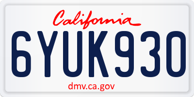 CA license plate 6YUK930