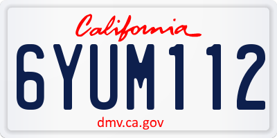 CA license plate 6YUM112
