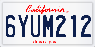 CA license plate 6YUM212
