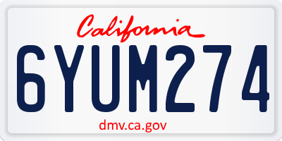 CA license plate 6YUM274