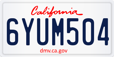 CA license plate 6YUM504