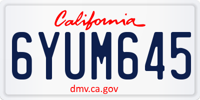 CA license plate 6YUM645