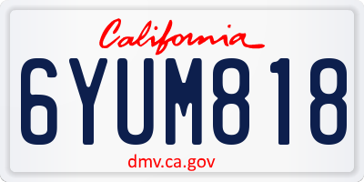 CA license plate 6YUM818