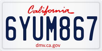 CA license plate 6YUM867