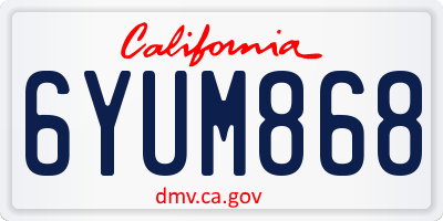 CA license plate 6YUM868
