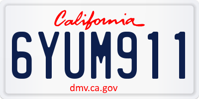 CA license plate 6YUM911