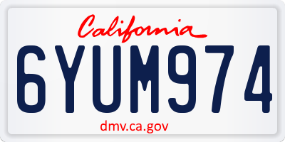 CA license plate 6YUM974