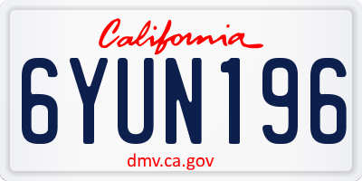 CA license plate 6YUN196
