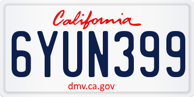 CA license plate 6YUN399