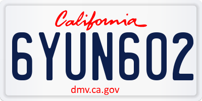 CA license plate 6YUN602