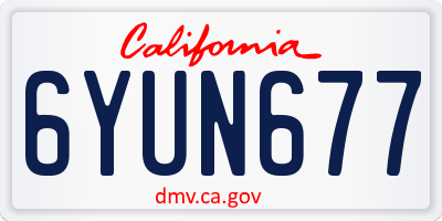 CA license plate 6YUN677