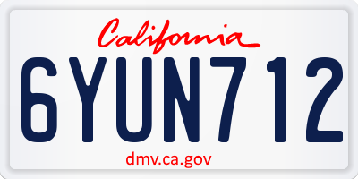 CA license plate 6YUN712