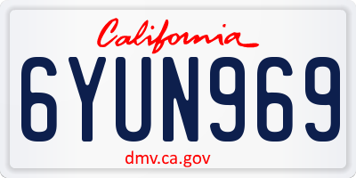 CA license plate 6YUN969