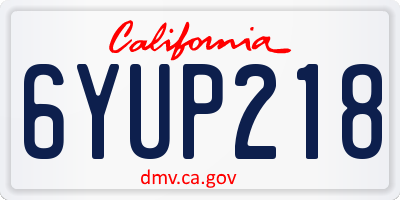CA license plate 6YUP218