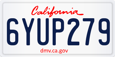 CA license plate 6YUP279
