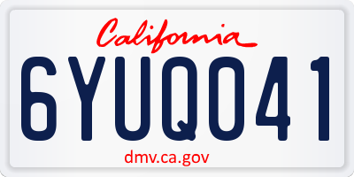 CA license plate 6YUQ041