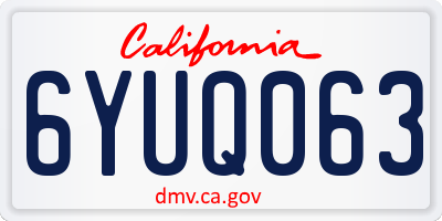 CA license plate 6YUQ063