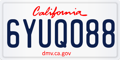CA license plate 6YUQ088