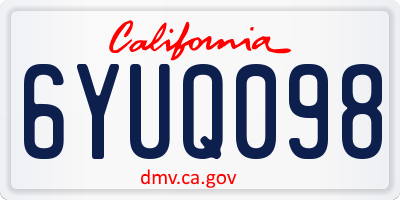 CA license plate 6YUQ098